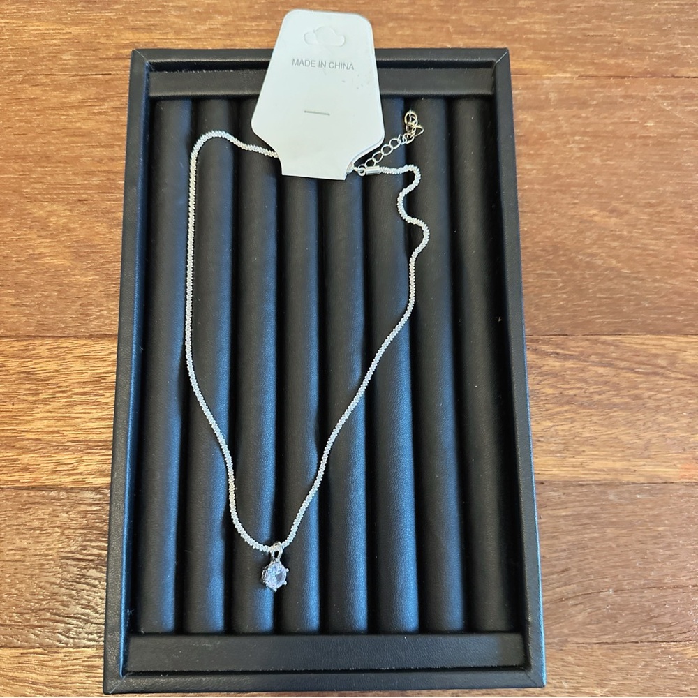 Women’s White CZ Pendant Necklace Minimal Luxury Adjustable Jewelry